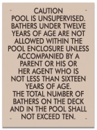 Ontario CA Unsupervised Pool >93m2 Sign